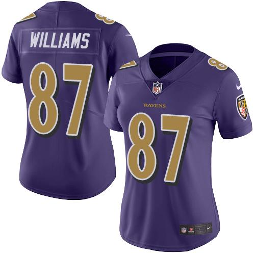 Nike Ravens #87 Maxx Williams Purple Women's Stitched NFL Limited Rush Jersey